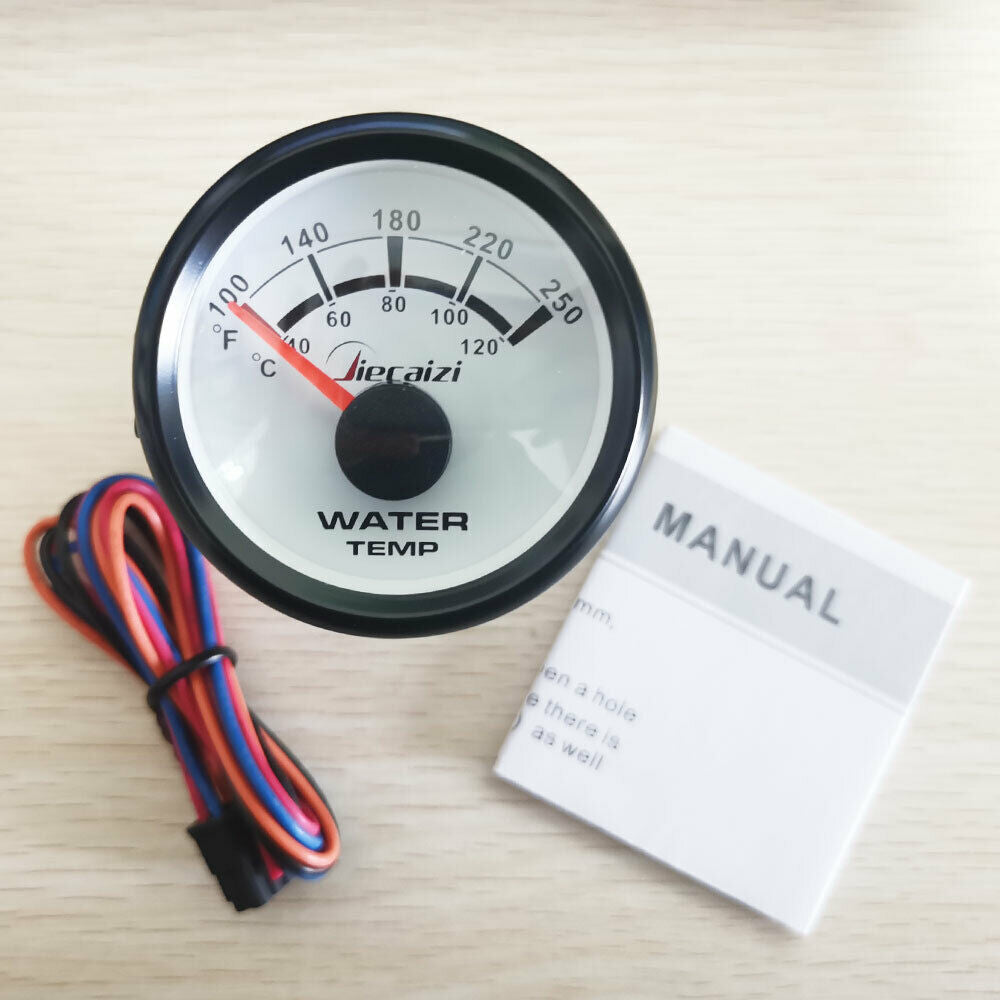 52mm 2-1/16" water temp gauge with sender 100-250F 40-120C for car boat blue led