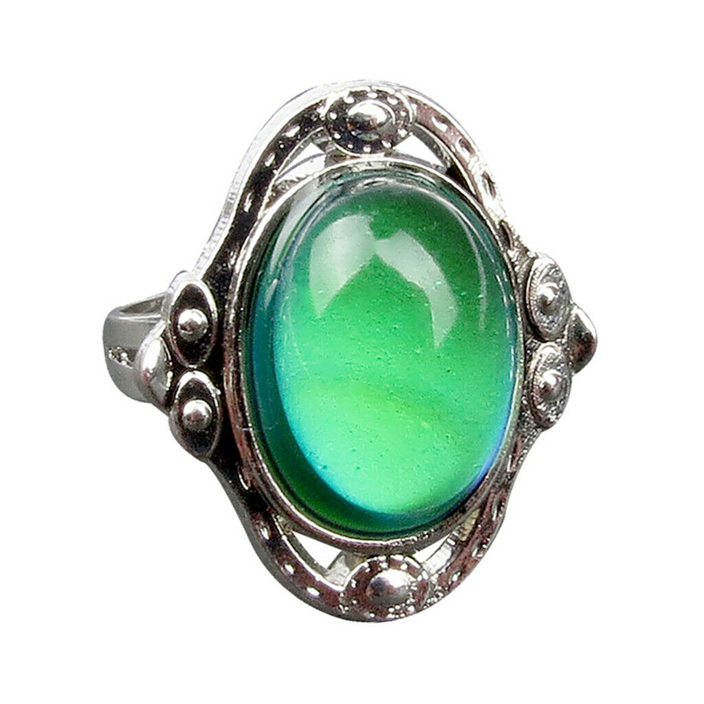 Zinc Alloy Oval Pendant Ring, Color Change Mood Necklace Choker Emotion Jewelry