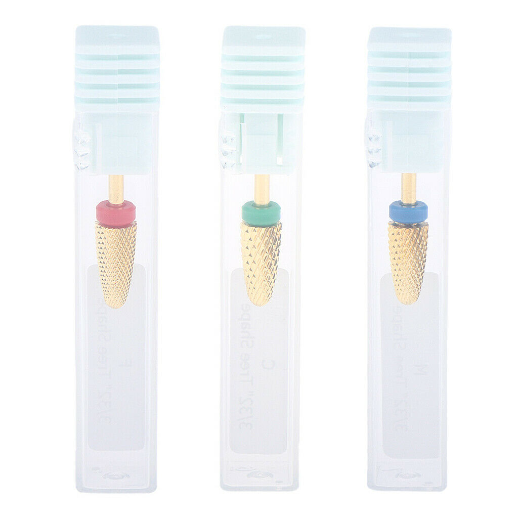 3Pcs Professional Alloy Nail Drill Bits Nail Tips Small Barrel Grinding Head