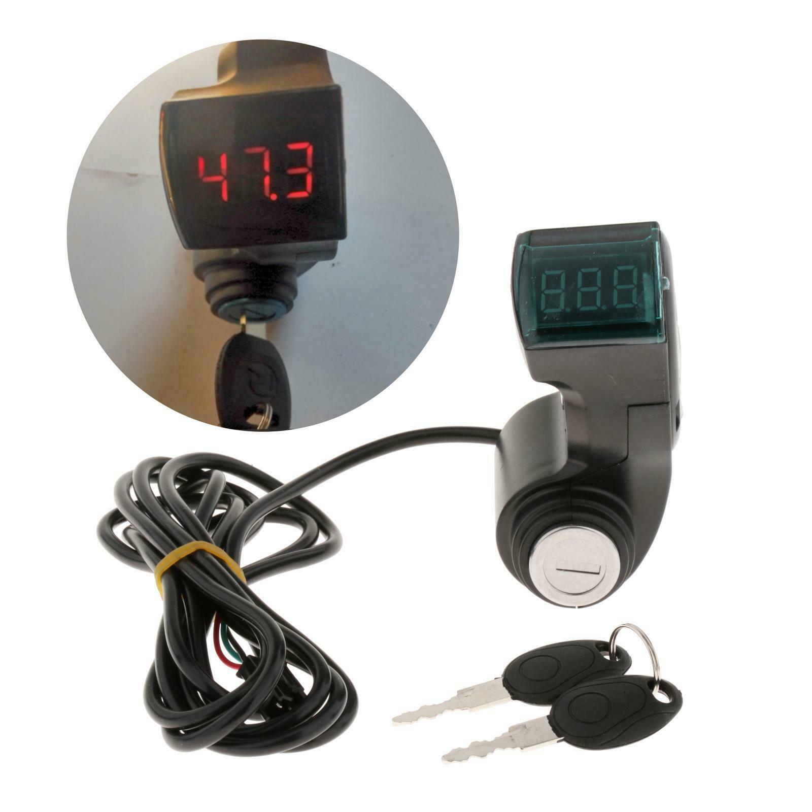 Universal E-Bike LED Voltage Display Power with Key Scooter Electric Vehicle