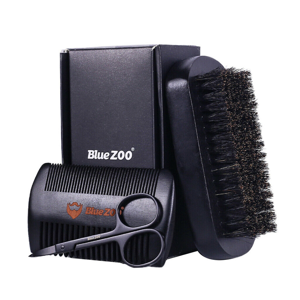 2 Set Mens Beard Grooming Kit with Comb Scissors Brush for Friend Grandpa