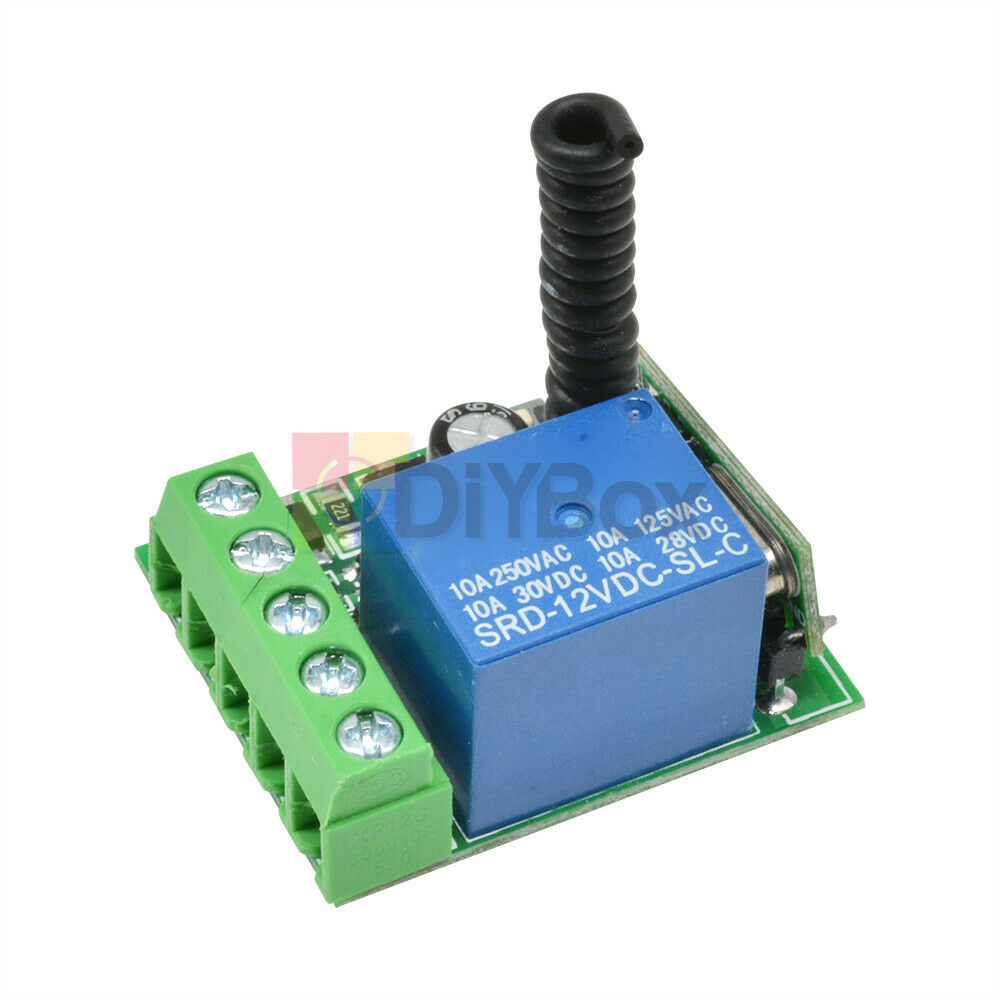 2PCS DC12V 10A 1-Channel Wireless Relay RF Remote Control Switch Receiver 433MHz