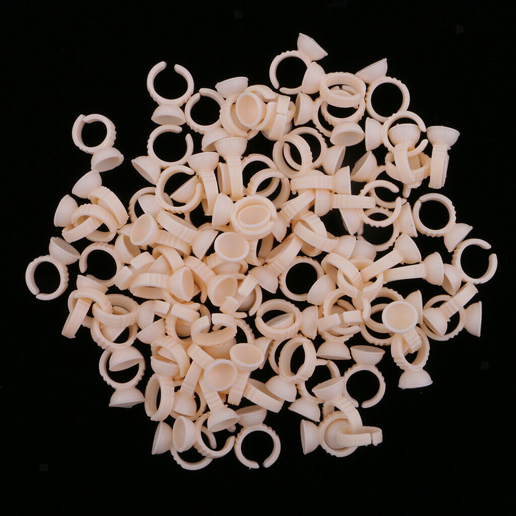 200pcs Silicone Pigment Rings Tattoo Ink Cups Makeup Ring Glue Holder S/M