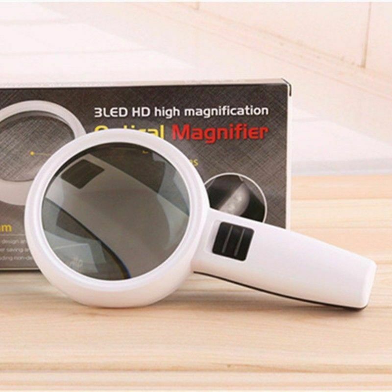 10X With 3 LED Light Handheld Magnifier Reading Magnifying Glass Jewelry Loupe