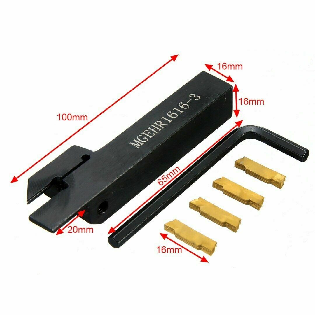 4Pcs MGMN300 Carbide Inserts w/ MGEHR1616-3 CNC Lathe Tool Holder Boring Bar