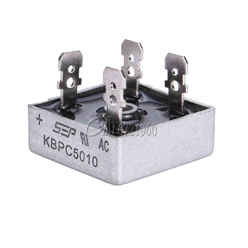 2Pcs 50A 1000V Metal Case Single Phases Diode Bridge Rectifier KBPC5010 CZB
