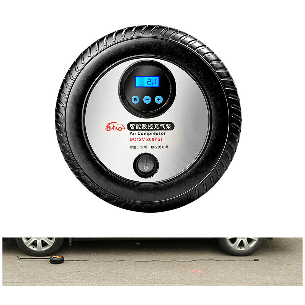 Portable Digital Tire Inflator 260PSI Shut Off LED Light Car Cigarette