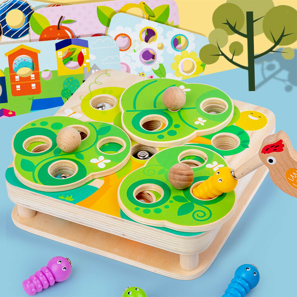 Bird catching worms games Magnetic play set for learning fine motor skills