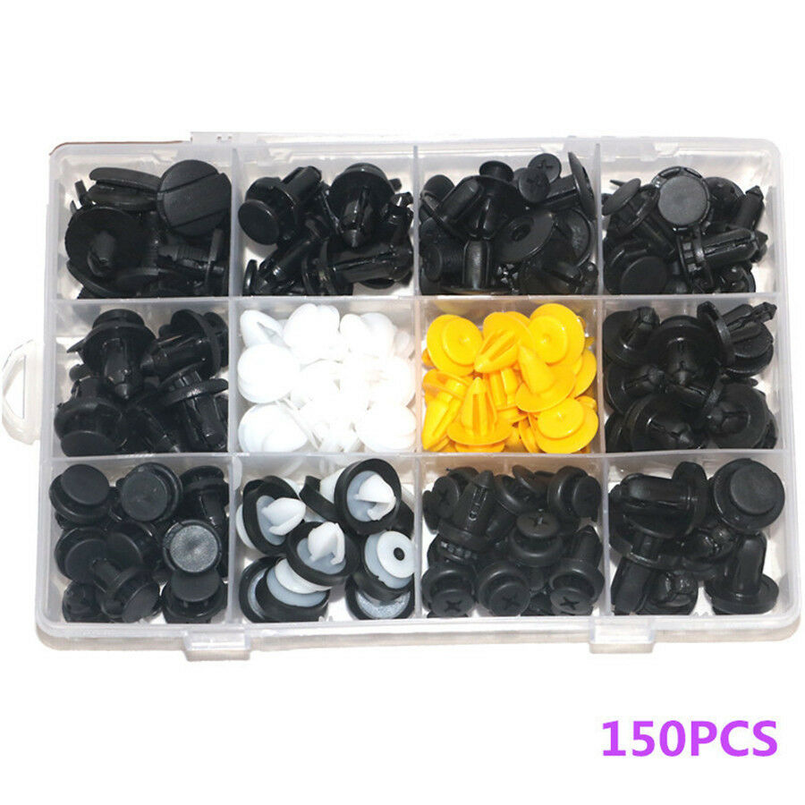 150X Auto Fastener Clip Set Car Body Plastic Push Pin Rivet Fasteners Boxed Kit