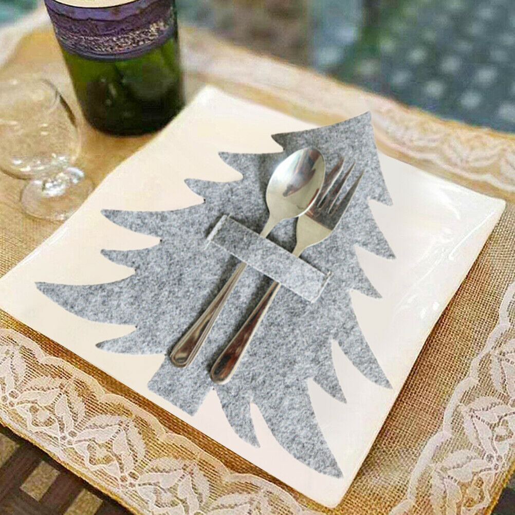 4Pcs Christmas Tree Cutlery Holder Felt Christmas Cutlery Bag Table Decorations