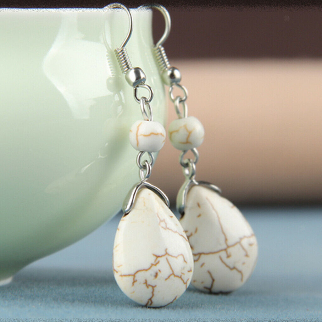 Temperament Texture Turquoise Earrings Bridal Dangle Drop Ear Rings White
