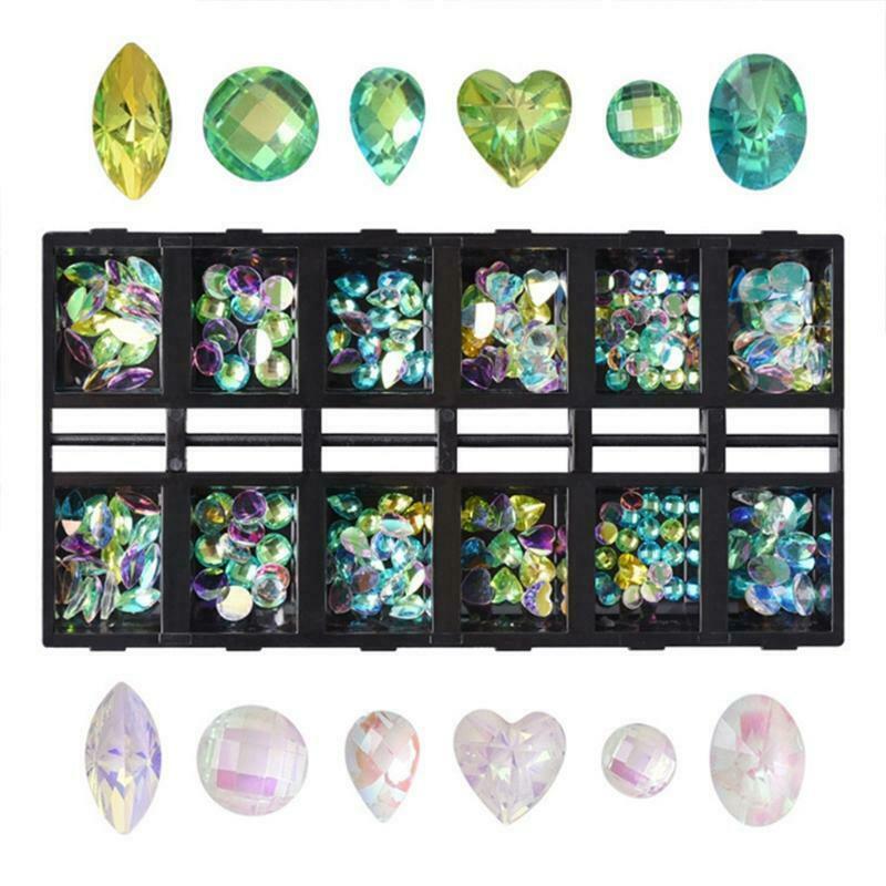 12 Grids Rhinestone Nail Art Decorations Multi Shapes for Nails Manicure Tool