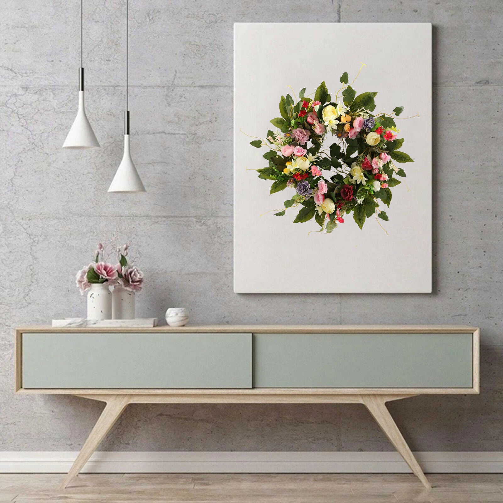 Faux Flower Wreath Garland Door Hanging Garland Wedding Office Decor