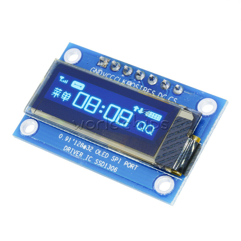 7PIN SPI 0.91" Inch Blue 128x32 OLED LCD Display Screen SSD1306 For Arduino R3