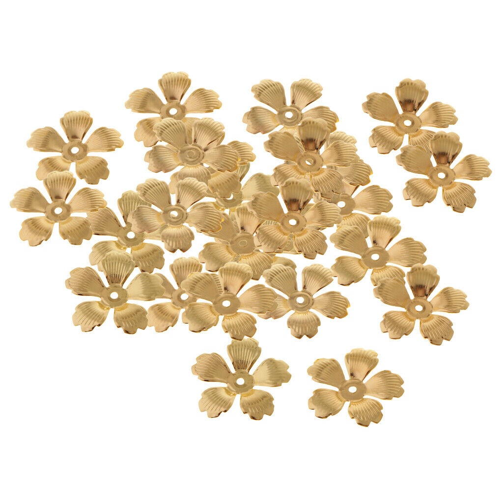 30pcs Metal Golden Hollow End Flower Bead Caps 32mm DIY Jewelry Findings