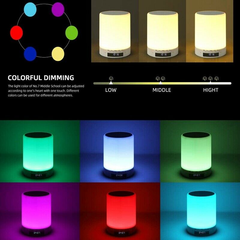 Bluetooth Speaker Night Lights,Press Discoloration LED Light,Smart Alarm ClockD9