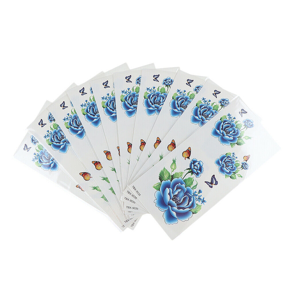 Pack of 10 Sheets Party Waterproof Flower Temporary Tattoo Stickers TBX-035