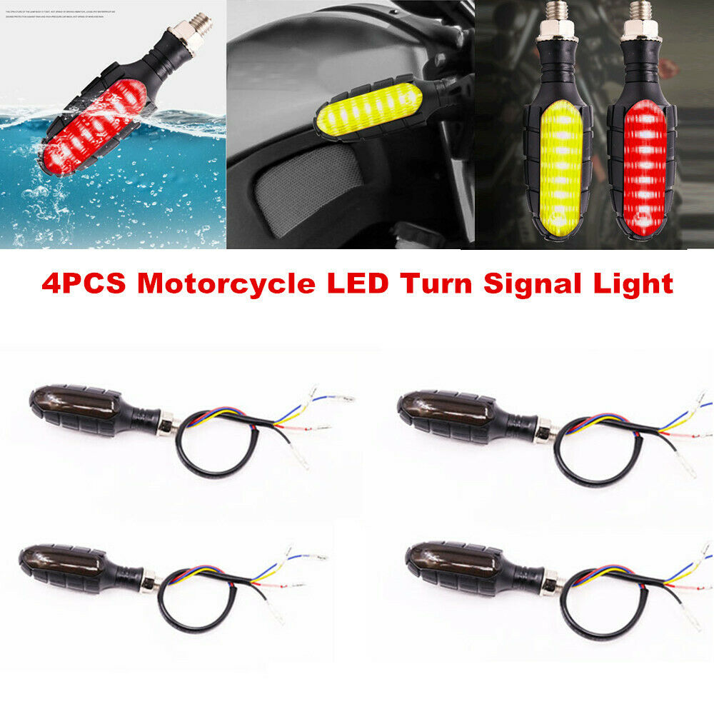 4PCS Amber & Red 32 LED Turn Signal Dual Color Sport Motorcycle Dirt Bike Light