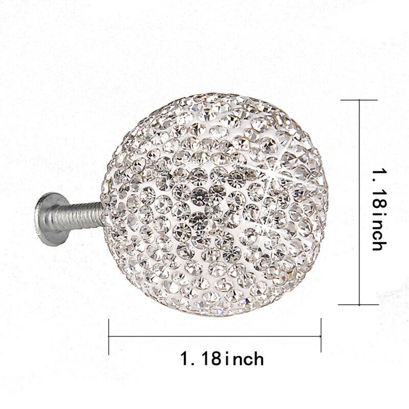 Crystal Ball Glass Drawer Closet Cupboard Cabinet Pull Knob Handle +5 size Screw