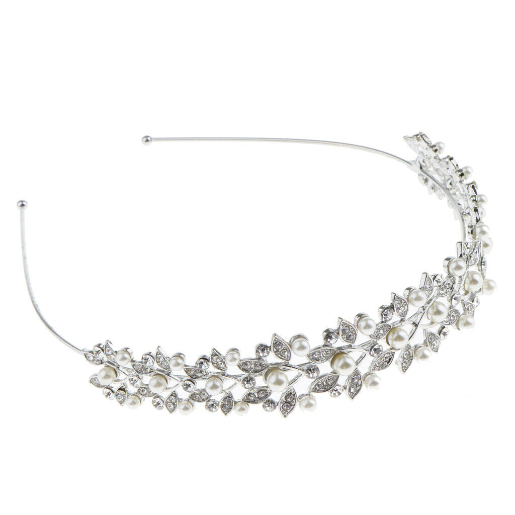 Wedding women crystal bridal flower leaves crown headband tiara