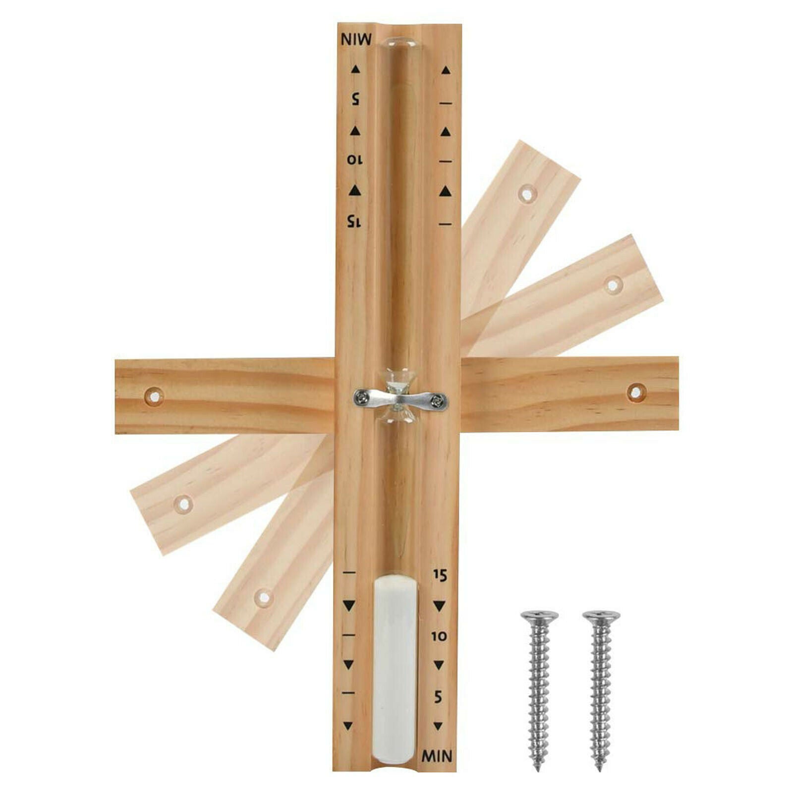 Wall Sauna Timer Sandglass 15 Mins Sand Clock Wood White Sand Hourglass