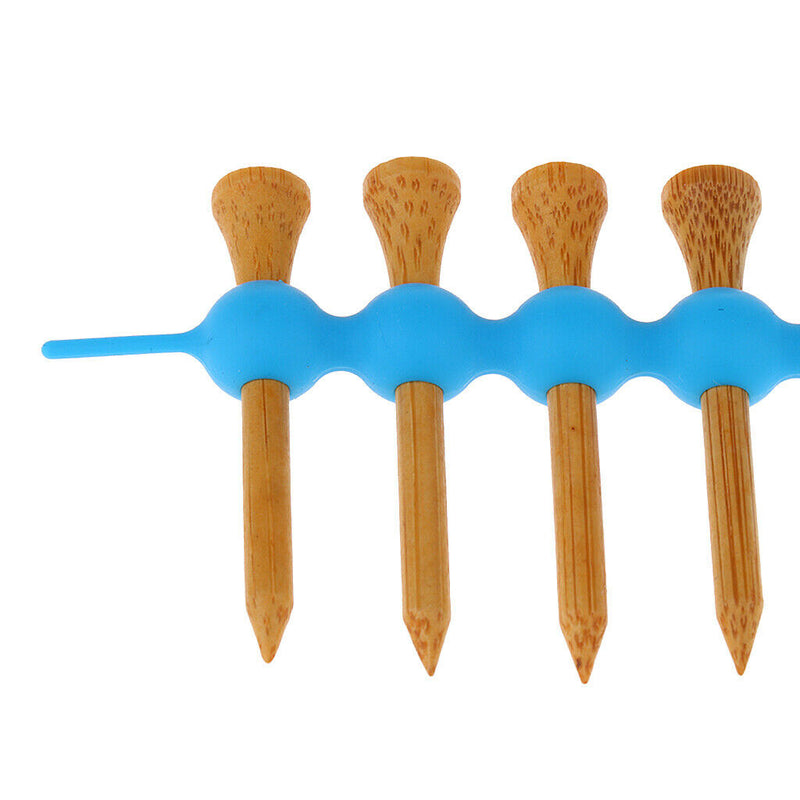 Mini Golf Tee Holder Tool Carrier Clip + 4 Pieces Wood Golf Tees Set Blue
