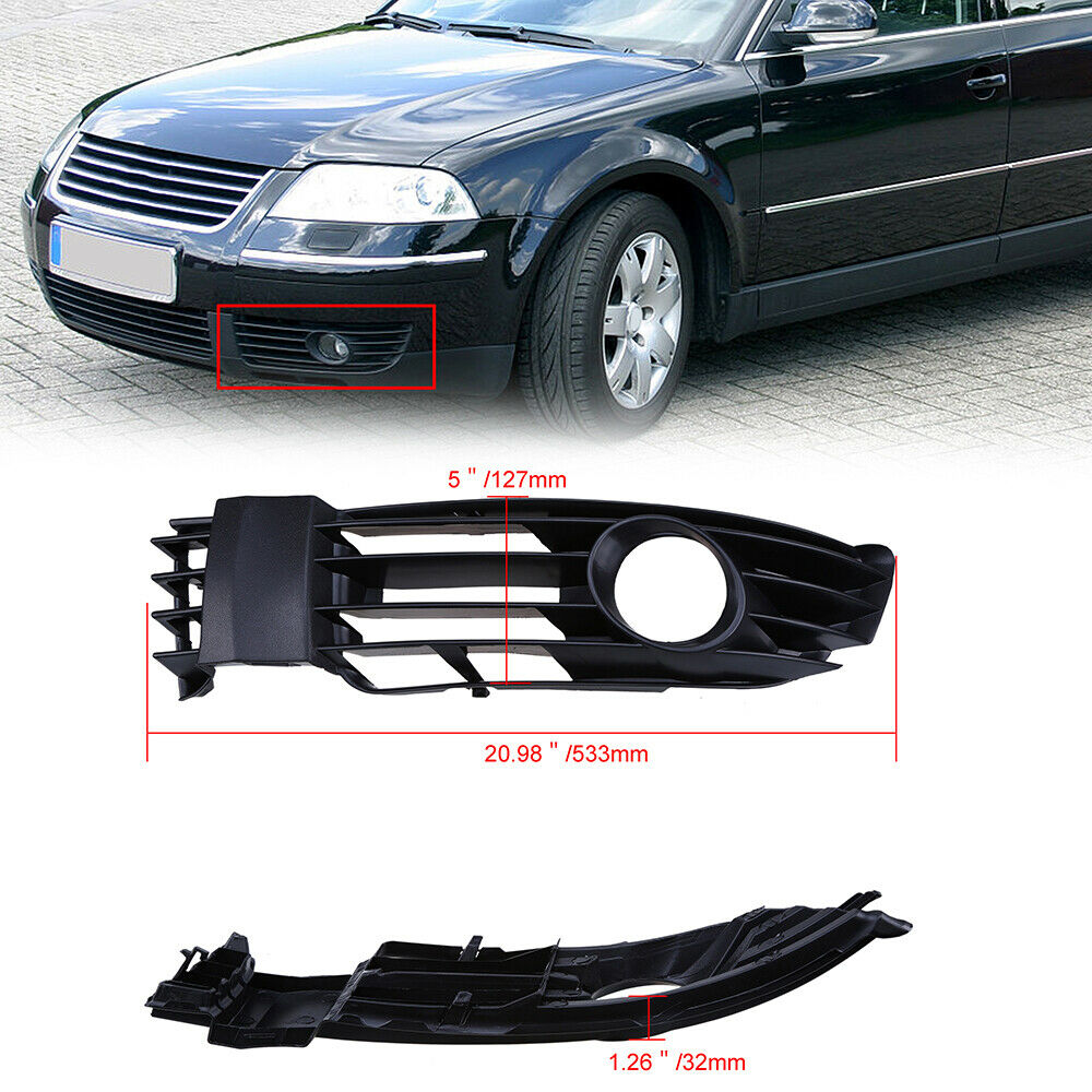 Left Front Lower Bumper Fog Light Grille Cover Fit For VW Passat B5.5 2001-2005