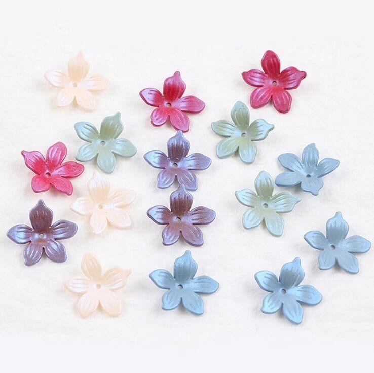 100pcs Mixed Acrylic Frosted flowers Beads Headdress flower accessories 19mm