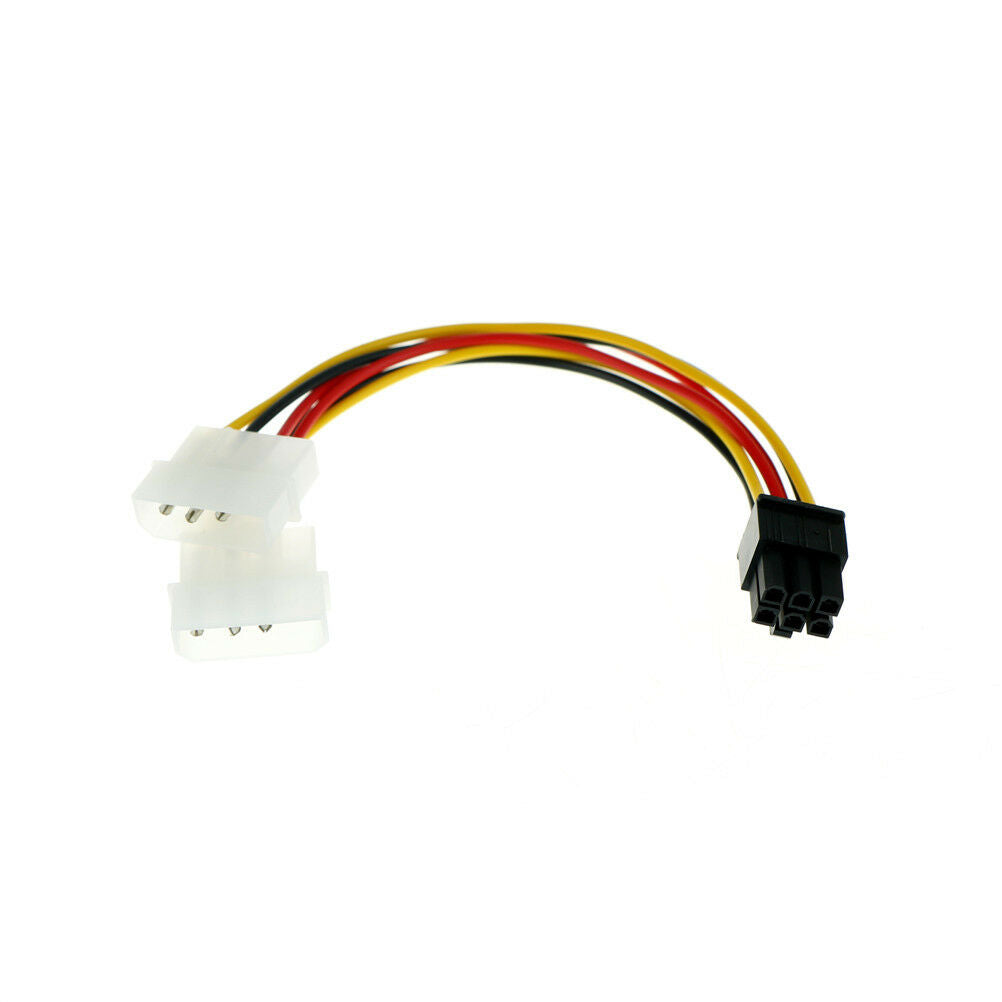 2X 4 Pin To 6 Pin PCI-E ATX PSU Power Adapter Video CardConverter Cable line Tt