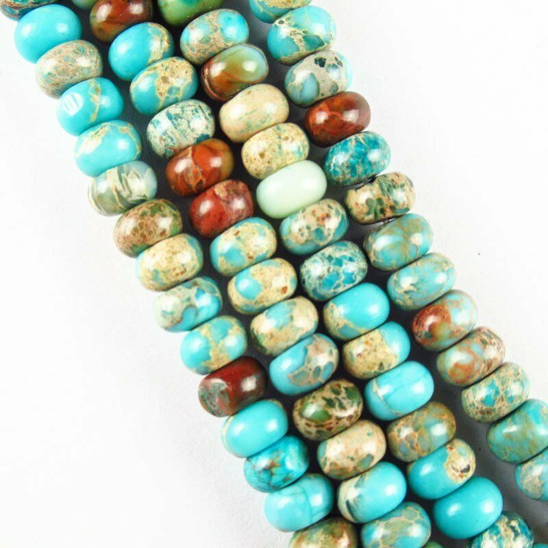 6x4mm Sky Blue Man-made Sea Sediment Jasper Rondelle Loose Bead 15.5 " 620DHS