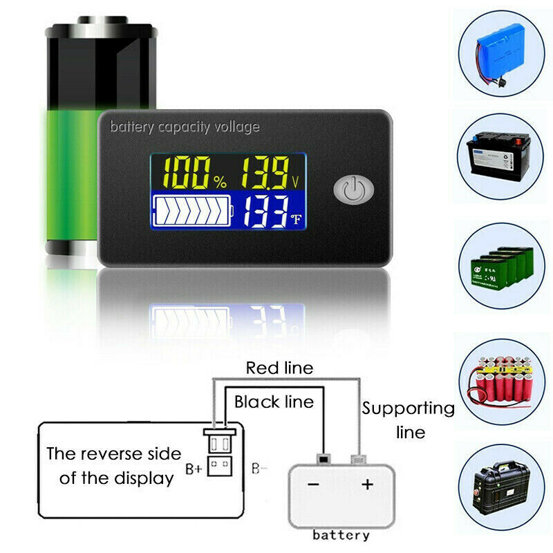 12V LCD Digital Display Battery Capacity Meter Status Indicator Tester Monitor