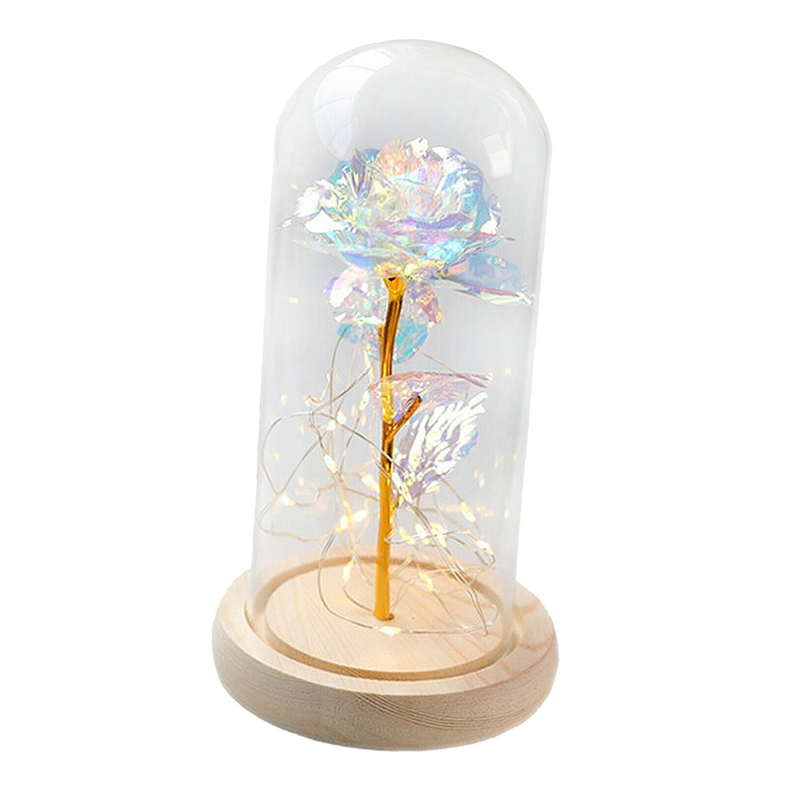 1pc Eternal Rose Glass Cover LED Light Beauty Flower Gift Home Decoration