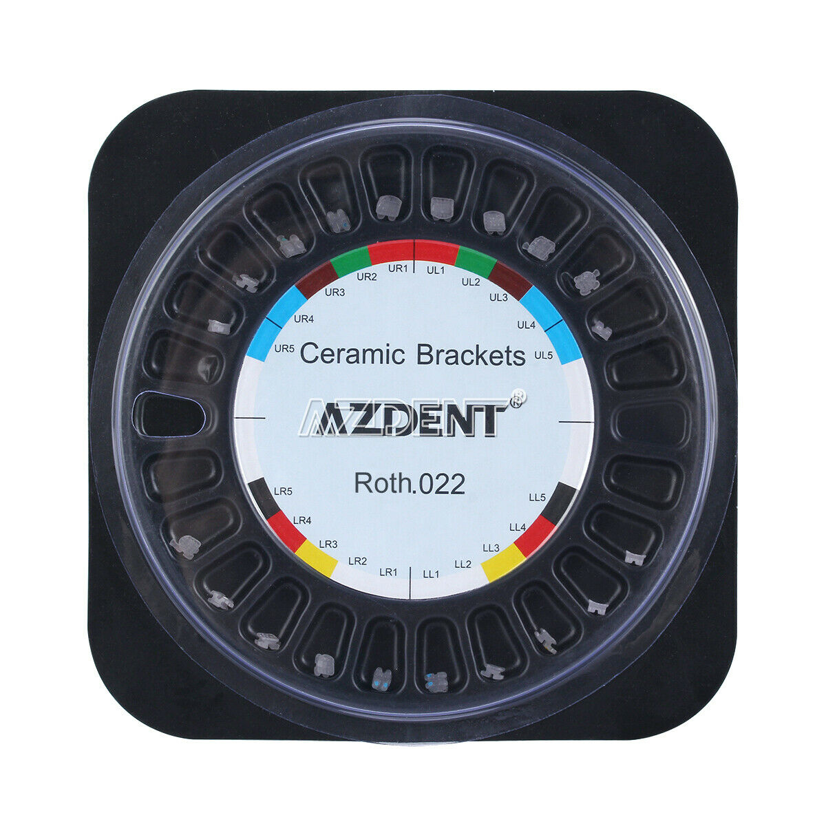 10packs AZDENT Dental Orthodontic Ceramic Brackets 5*5 Roth Slot.022 Hooks 3-4-5