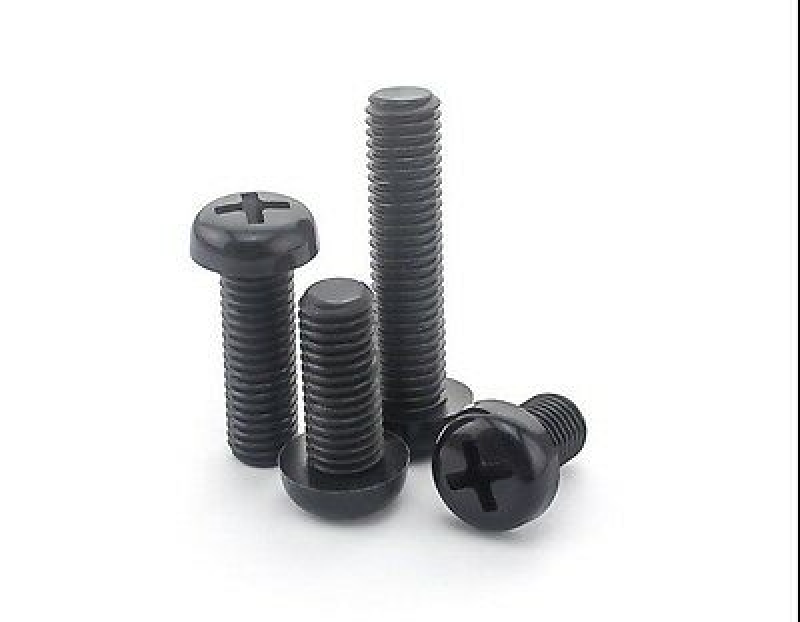 100pcs M3 x 12mm Nylon screw round Phillips pan head screws Black