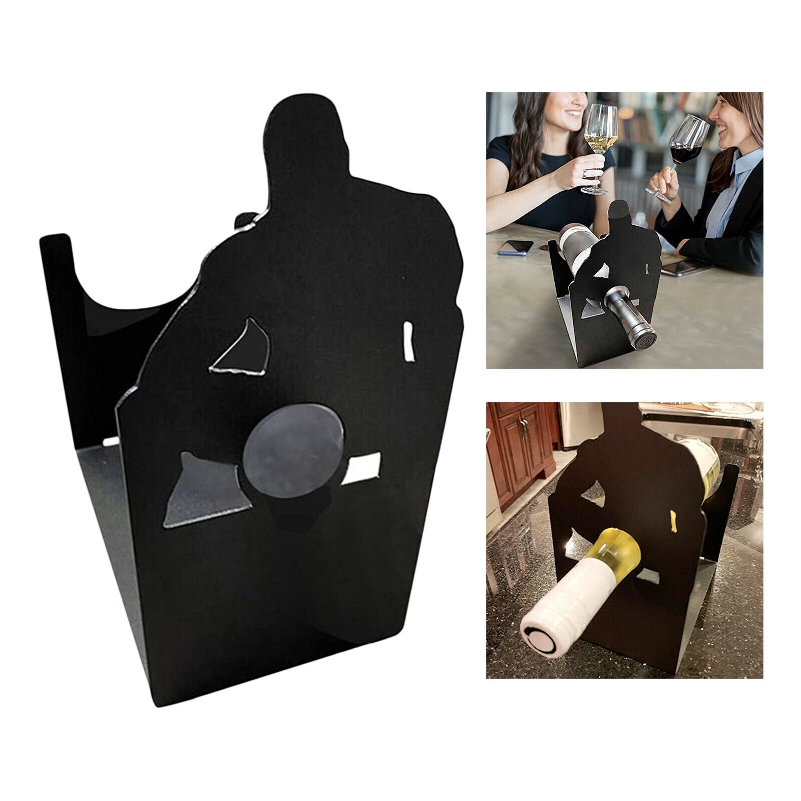 Metal Creative Wine Rack Bottle Holder Home Kitchen Decor Decoration Black