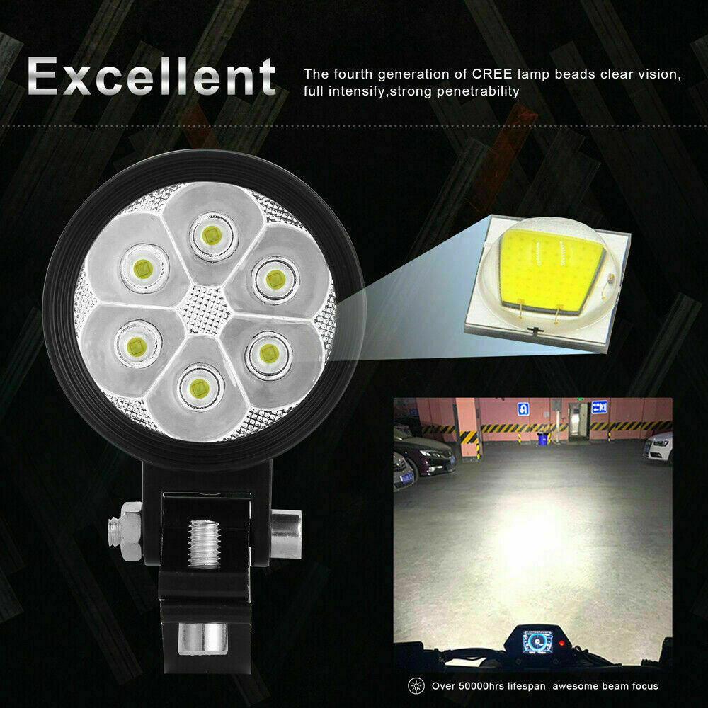 Waterproof Motorcycle Spotlight Fog Light Headlight LED Front Universal Black