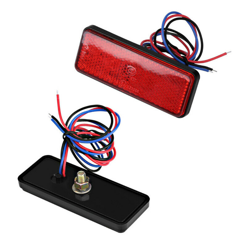 Universal Red Rectangle Truck Motorcycle RV LED Reflector Tail Brake Stop Light