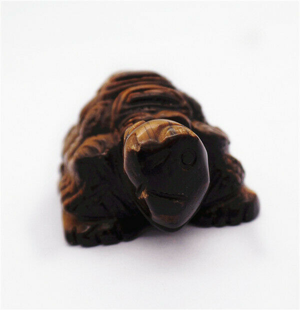 48x32x26mm Natural Tiger Eye Gem Carved Sea Turtle Decoration Statue HH7937