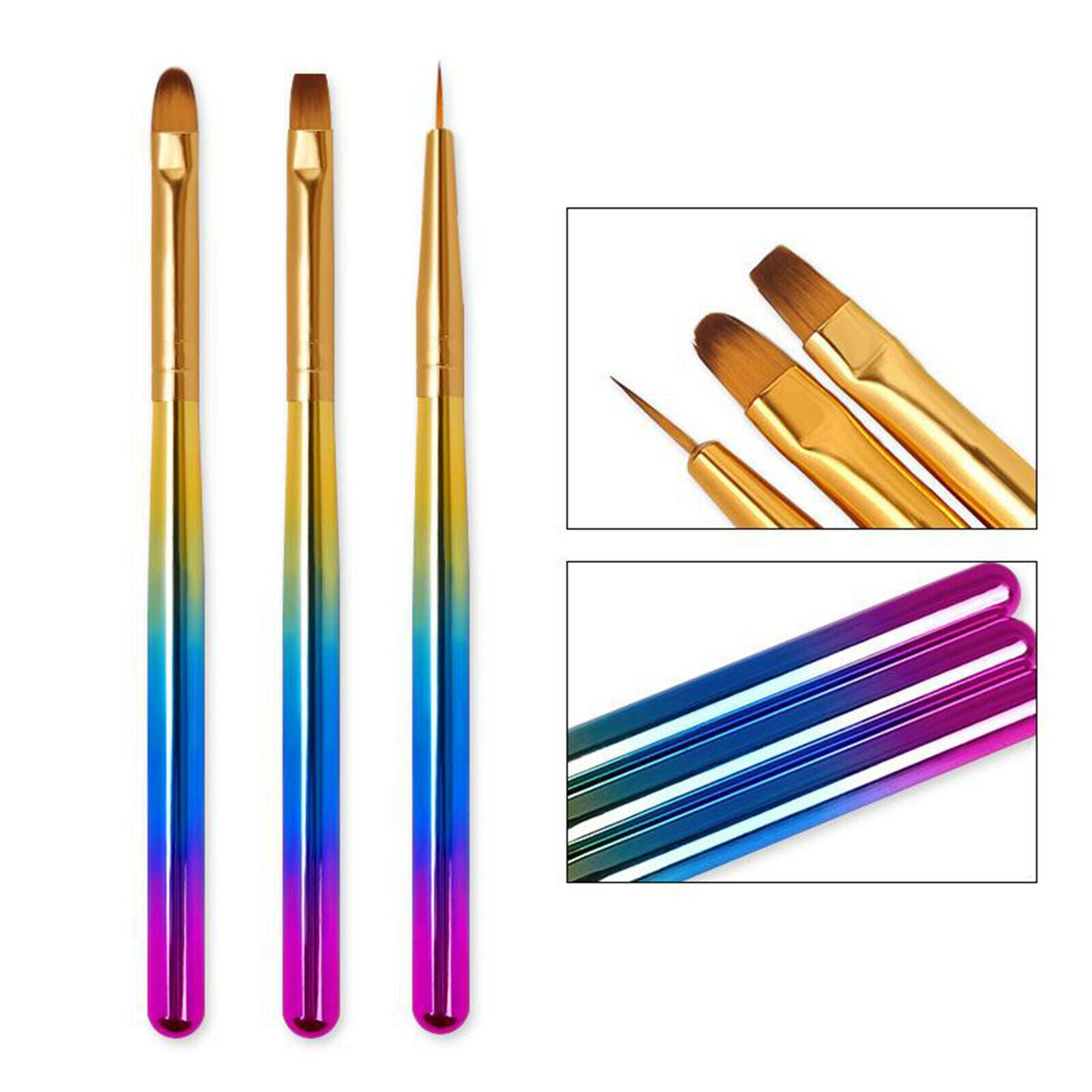 3 Pcs Nail Art Liner Brushes Set UV Gel Acrylic Nail Art Drawing Painting