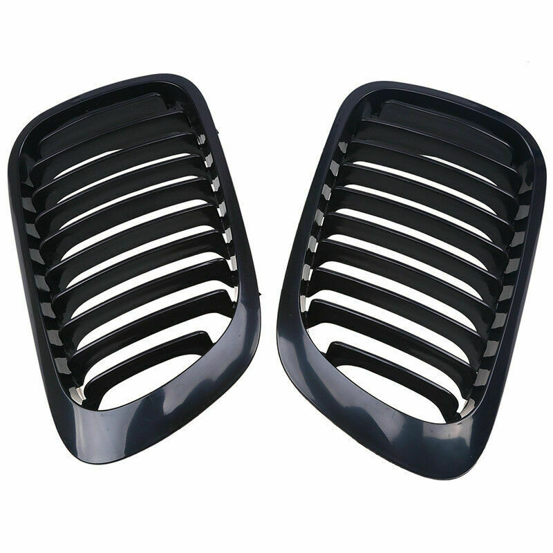 2x Front Kidney Grill Grille Gloss Black For BMW 3-Series E46 M3 Coupe 2000-2007
