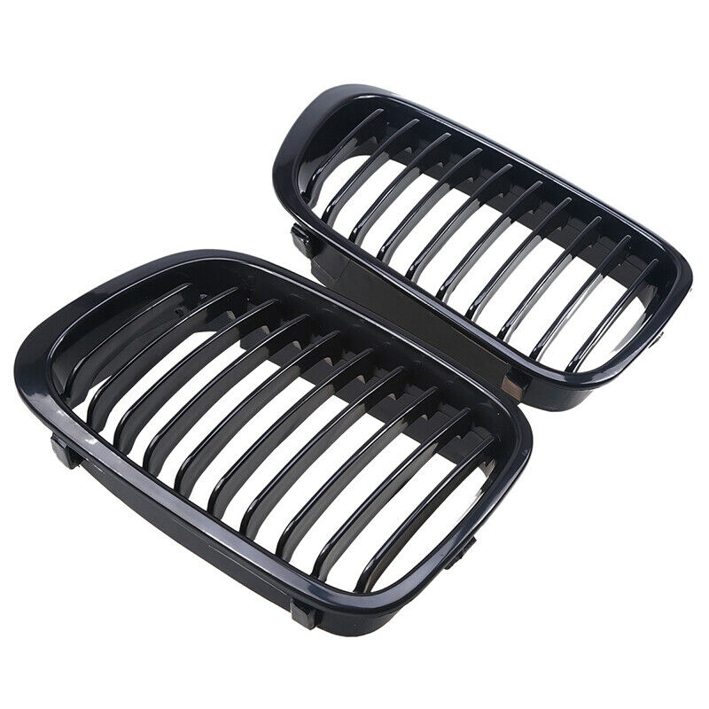 For BMW 3-Series E46 Sedan 98-01 Pair Gloss Black Front Kidney Grill Grille