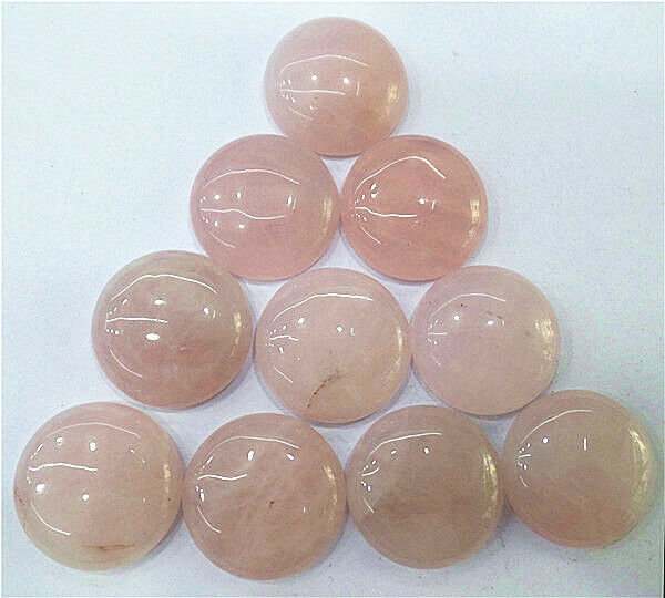 10Pcs 20mm Wholesale Natural Rose Quartz Round Cab Cabochon DIY Jewelry HH7136