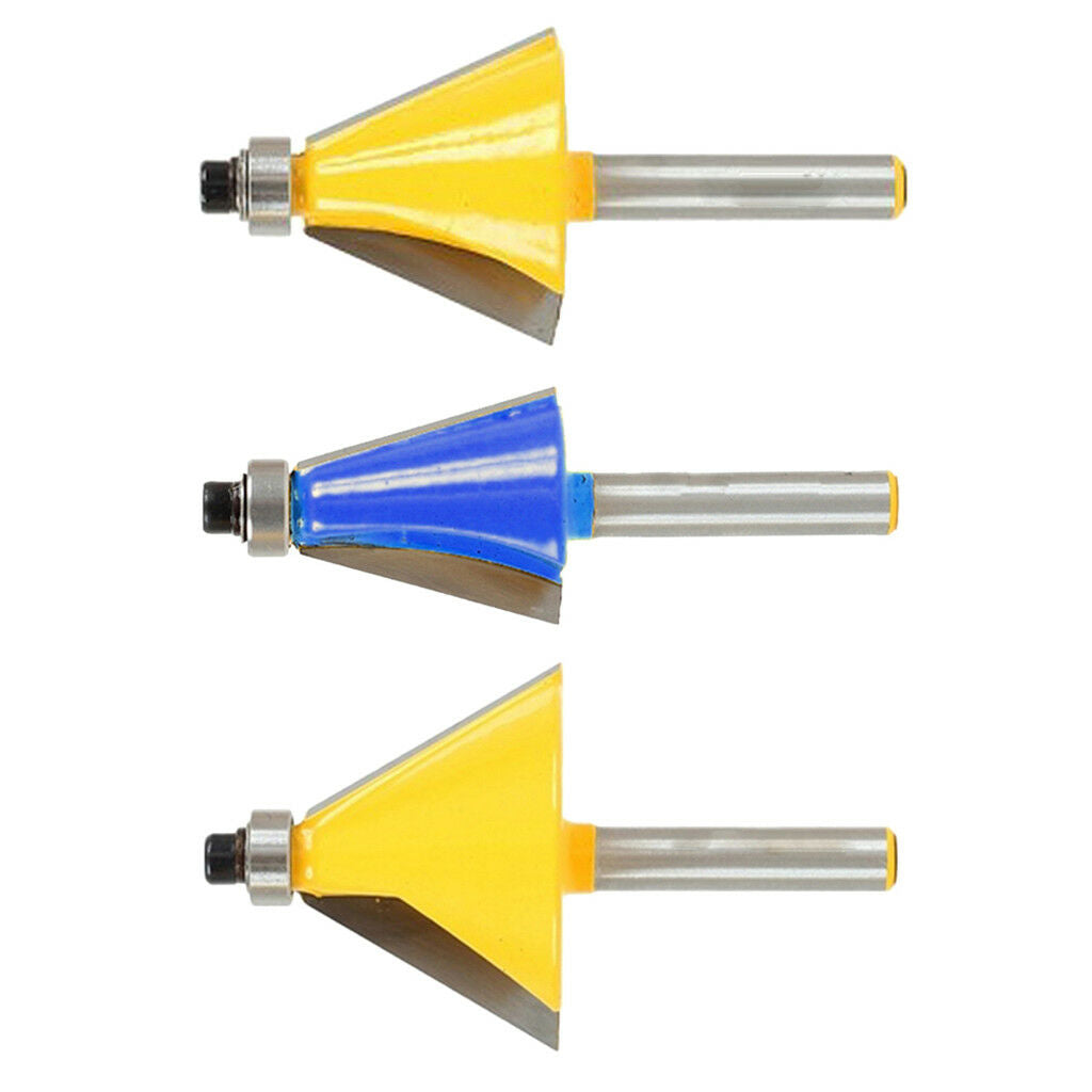 3Pcs Chamfer & Bevel Edging Router Bit Top Beading Cutter - 1/4" Shank