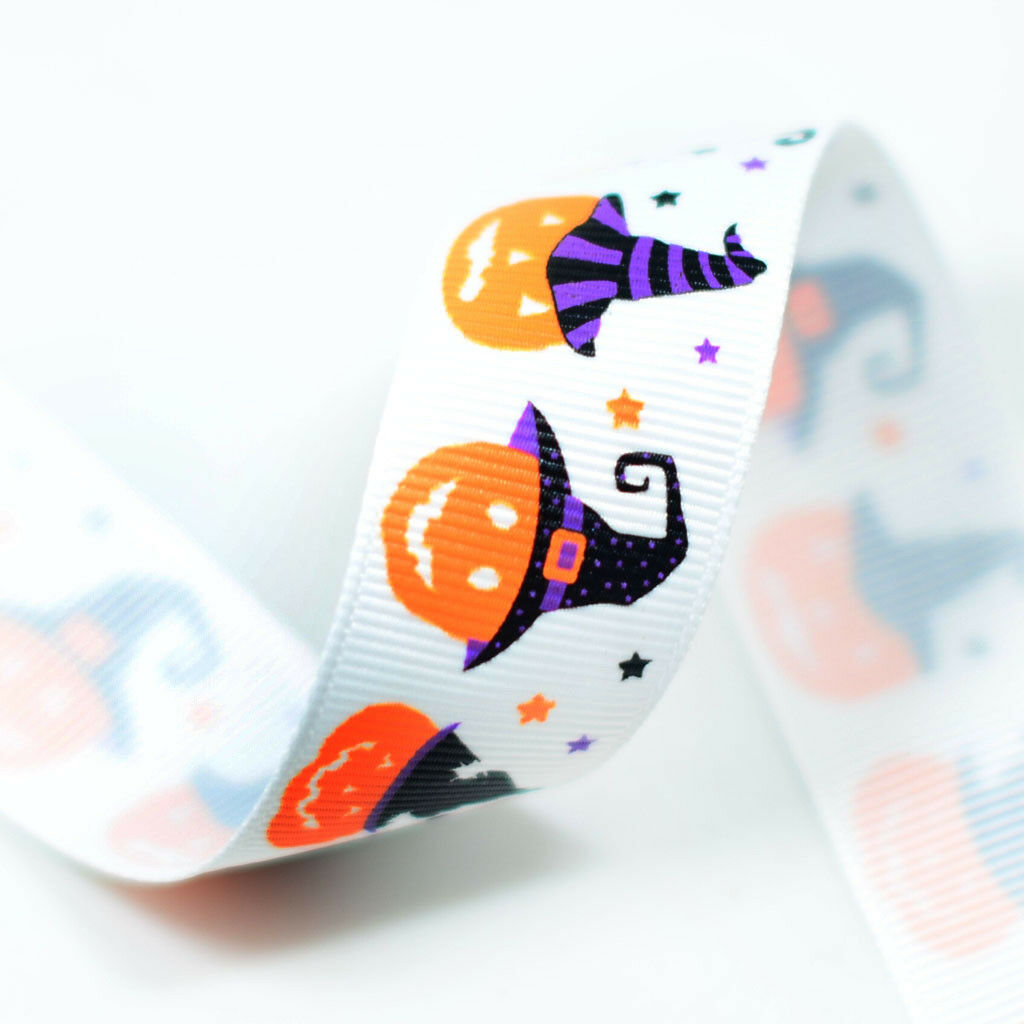 24pcs 1 Yard Printed Halloween Grosgrain Ribbons for Crafts Decoration 25mm
