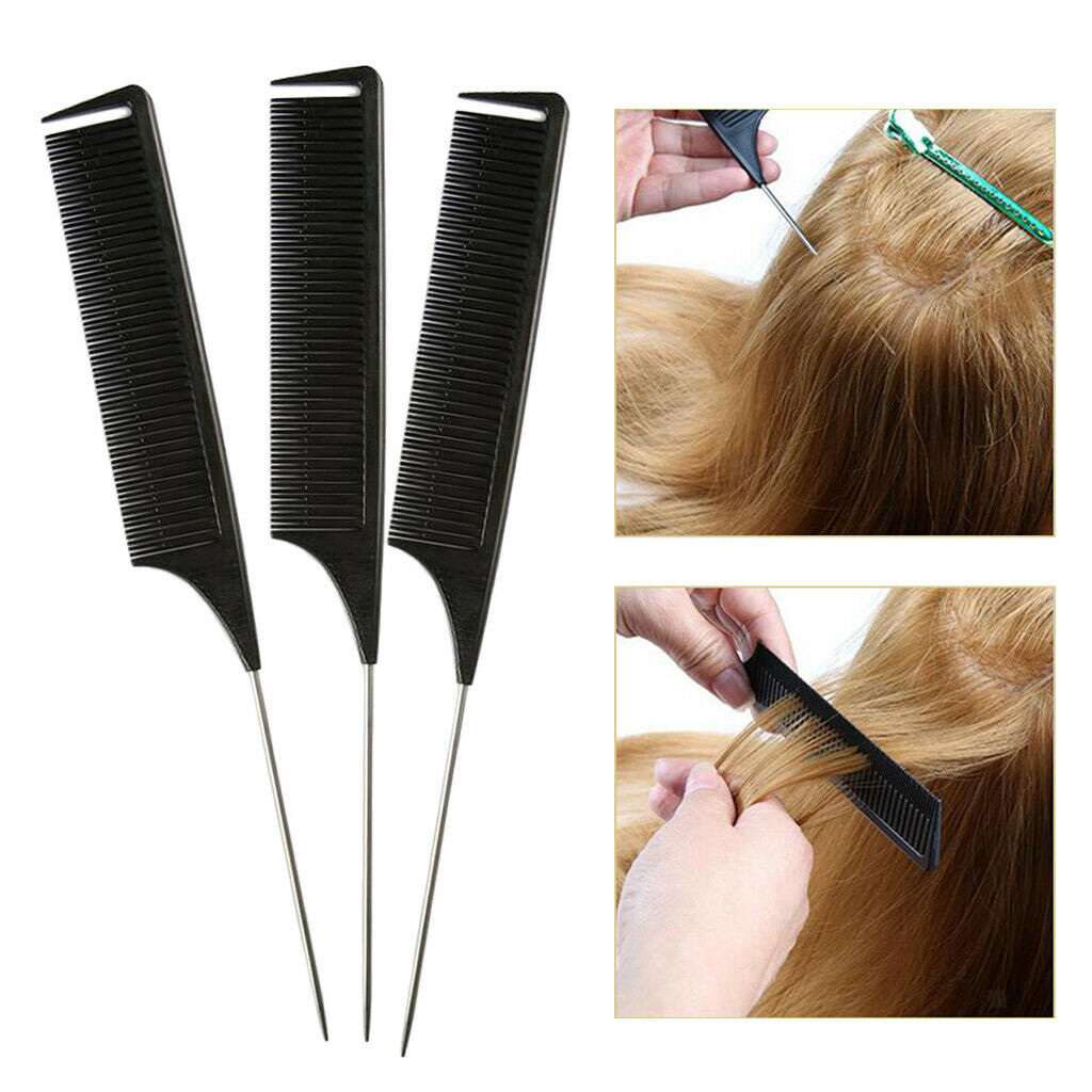 3 Pieces New ABS Weave Highlighting Foiling Hair Comb for Salon Pin Tail
