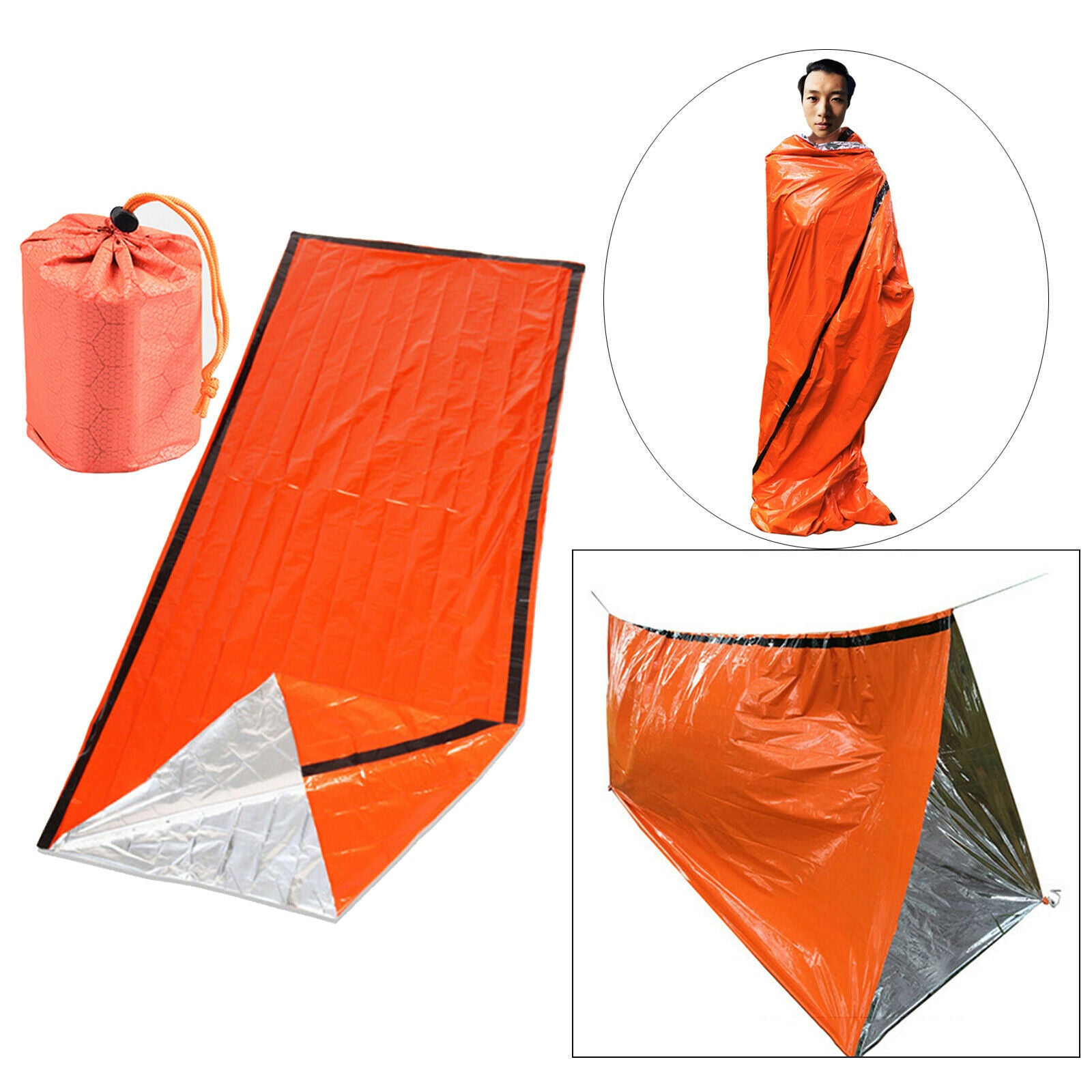 Outdoor Thermal Emergency Sleeping Bag Bivy Sack Survival Blanket Gear Hiking