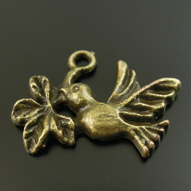 20 pcs Antiqued Bronze Color Bird Charm Alloy Pendant Jewelry Findings 20x13mm