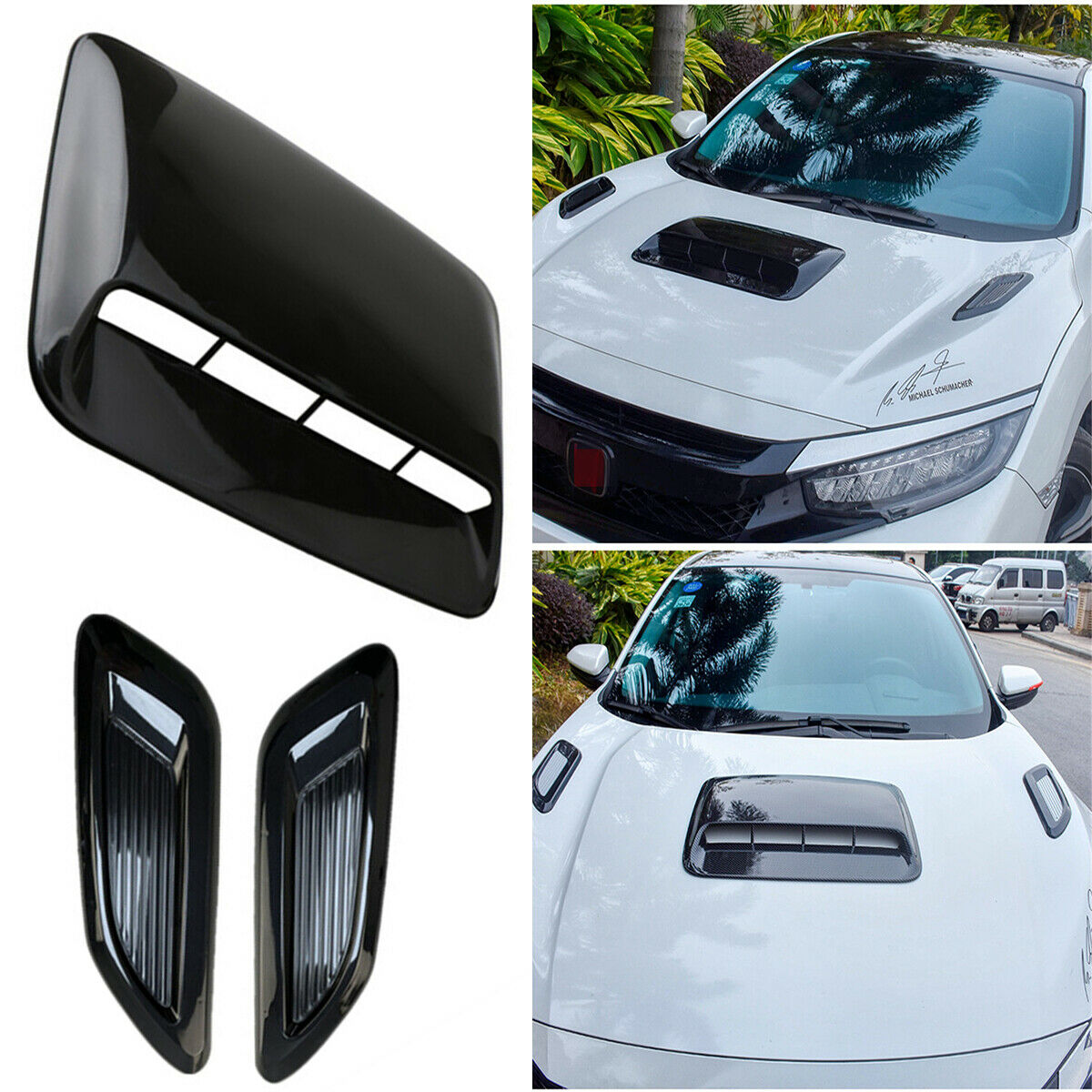 1 Set Glossy Black Vehicle Stylish Middel & Side Air Flow Vent Decoration Covers