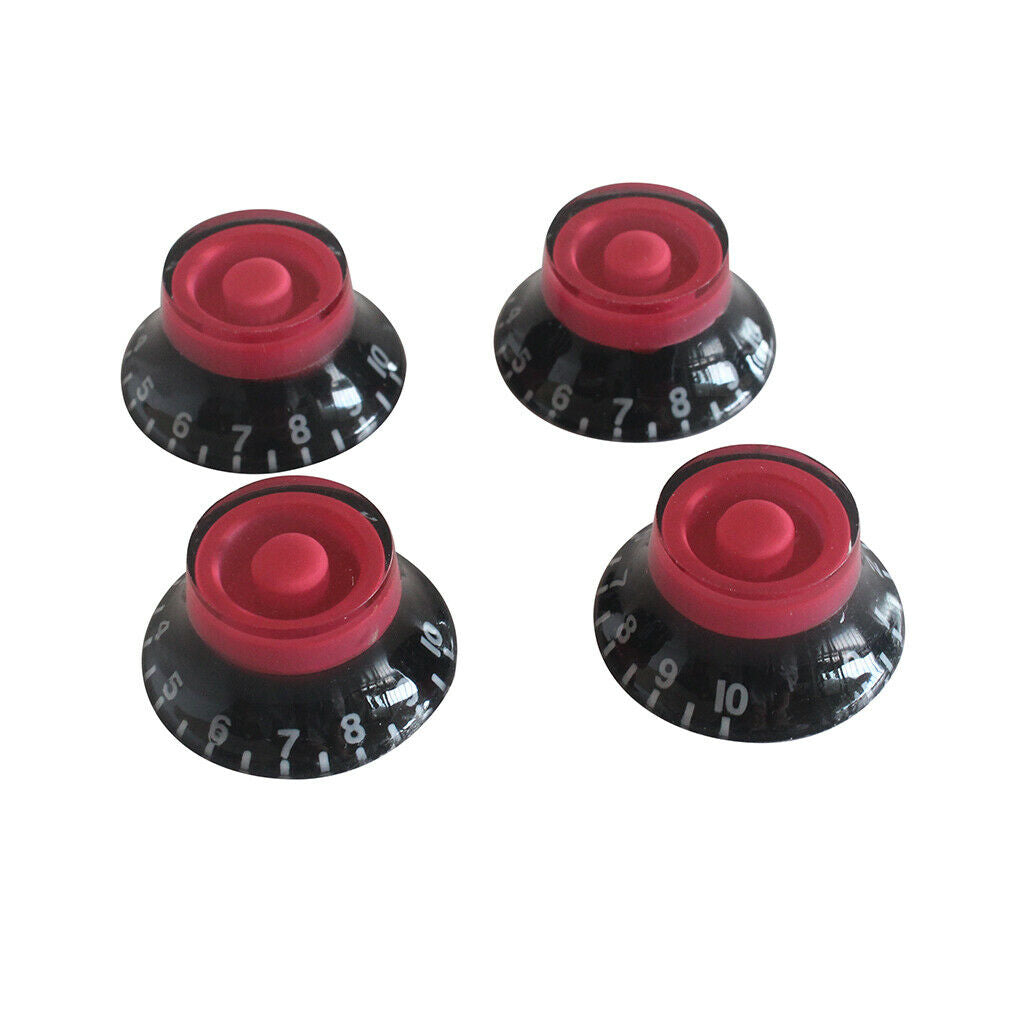 4pcs Speed Control Dial Knobs For Gibson   Electric Guitars Red/ Black