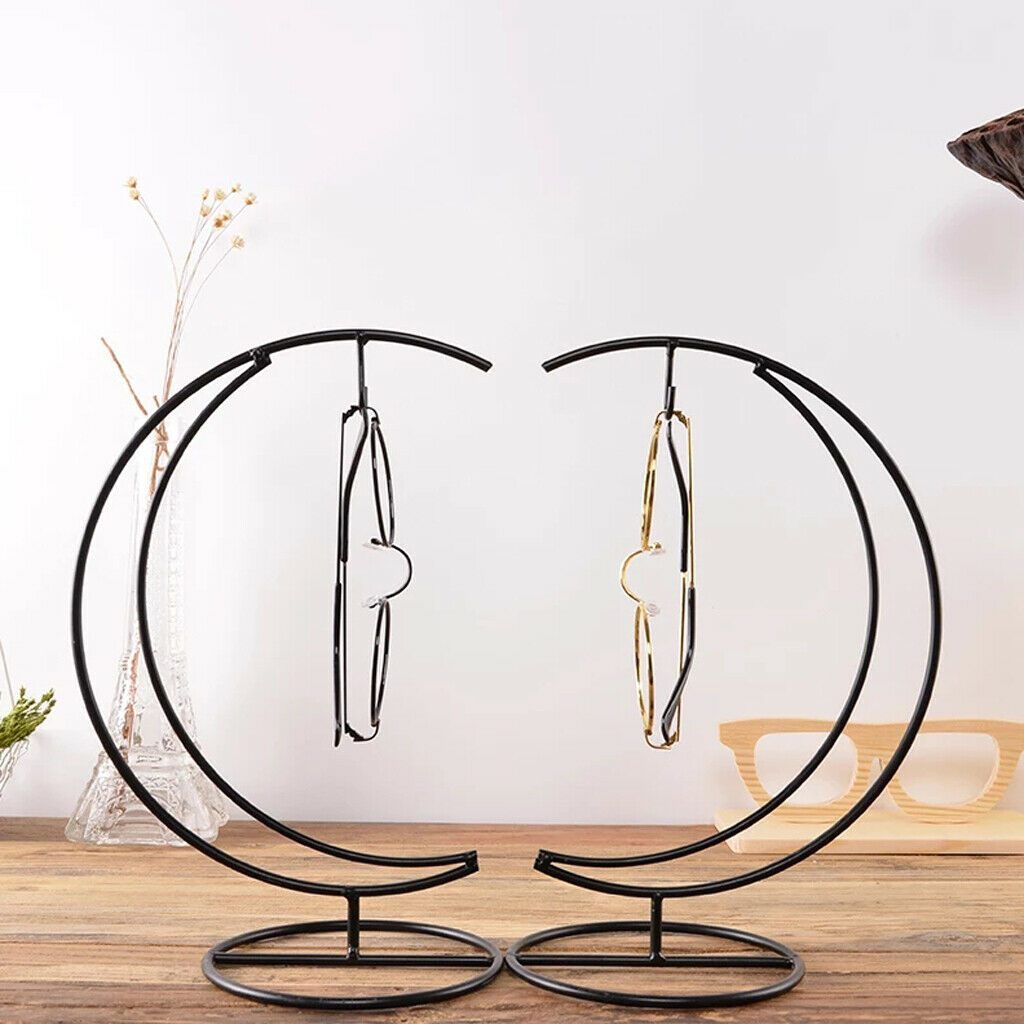Black Eyeglass Holder Stand Glasses Display Rack with Hook Home Decor 02